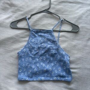 PacSun Blue Daisy Print Crop Top